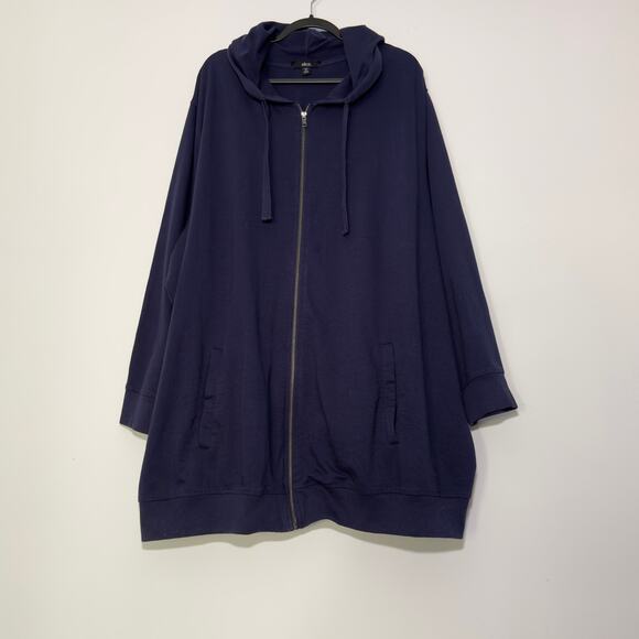 ELLOS Oversized Navy Full Zip Hooded Jacket  Size 4X  XXXXL - Picture 1 of 4